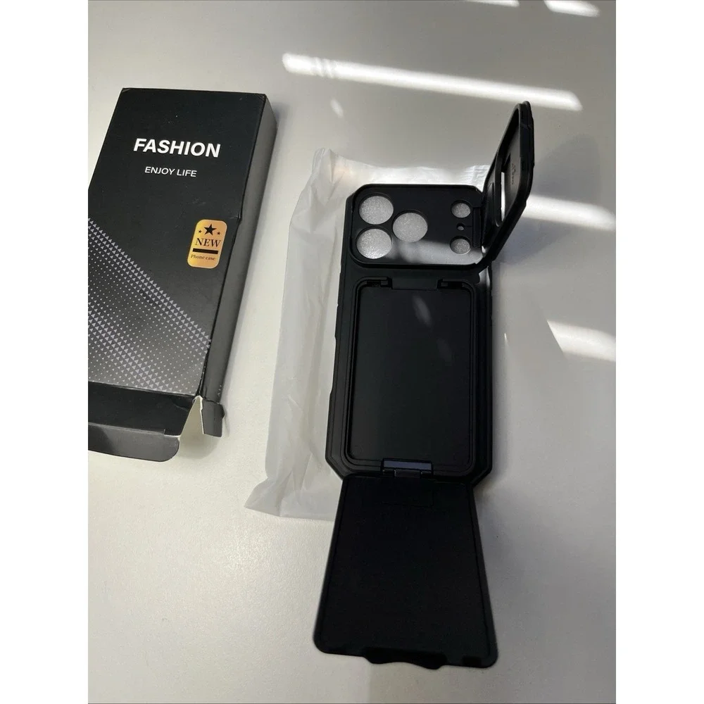 Iphone 16 Pro‎ Case W Card Holder Kickstand Slide Camera Lens Cover 6.3